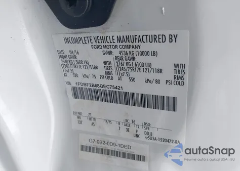 2016 Ford F-250 Xl from USA, damaged, VIN 1FDBF2B68GEC75421